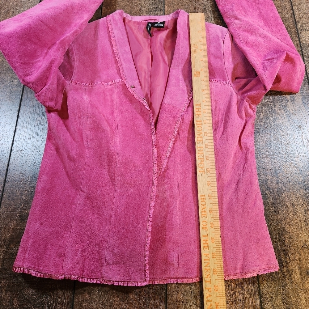 New Directions Petite Women's PS 100% Leather Suede Pink Jacket Coat Vintage - Picture 6 of 8